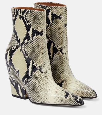 PARIS TEXAS Jane snake-print leather ankle boots