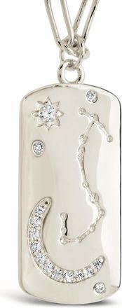 Sterling Forever CZ Constellation Dog Tag Pendant Necklace