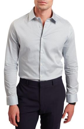Ted Baker Olweno Slim Fit Microprint Stretch Cotton Button-Up Shirt in Light Blue at Nordstrom, Size 4