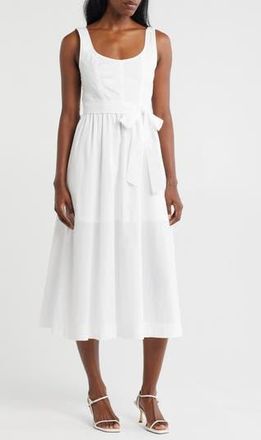 ZOE AND CLAIRE Belted A-Line Midi Dress in White at Nordstrom Rack, Size Medium