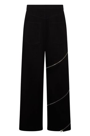 Alaia Womens Wide-Leg Trousers With Zip Detail - Black Cotton