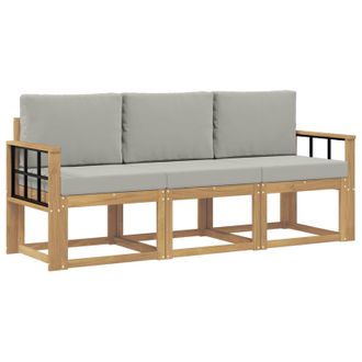 vidaXL Conjunto De Sof&aacute;s De Exterior 3 Pcs Blanco Y Gris Claro Vidaxl