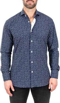 Maceoo Einstein Paisley Print Stretch Button-Up Shirt in Blue at Nordstrom, Size 6