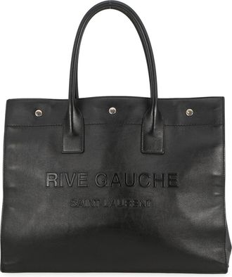Saint Laurent Black Leather Handbag Tote Bag (Pre-Owned)