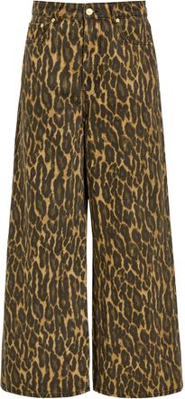 Ganni Leopard-print Wide-leg Jeans - Khaki - 27 (W27 / UK8-10 / S)