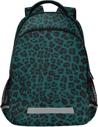 Alaza School Backpack with Chest Strap, Leopard Print Blue Laptop Backpack, Travel Hiking Backpack for Boys Girls, Rucksack, Knapsack
