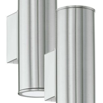 Loops 2 PACK IP44 Outdoor Wall Light Stainless Steel 3W GU10 Porch Up & Down Lamp in Metallics