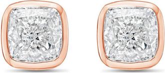 Diana M. Jewels 14KT ROSE GOLD LAB GROWN CUSHION CUT STUDS IN A BEZEL SETTING WEIGHING 10.00 CTS TW