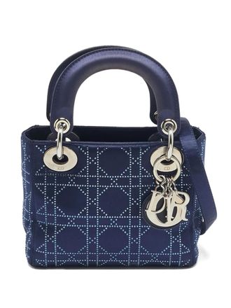 Dior mini Lady Dior tote bag - women - Silk Satin/Silk Satin - One Size - Blue
