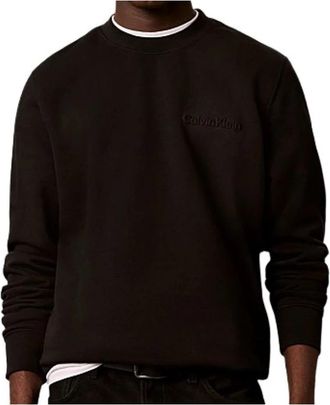 Calvin Klein Logo-Bedrukte Sweater - Heren - Sweatshirts - Zwart - S - Katoen - Hoodies & sweatvesten