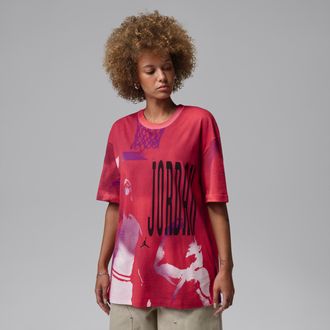 Nike Jordan Womens Jordan Flight Oversized Graphic T-Shirt in Red | IF0788-635