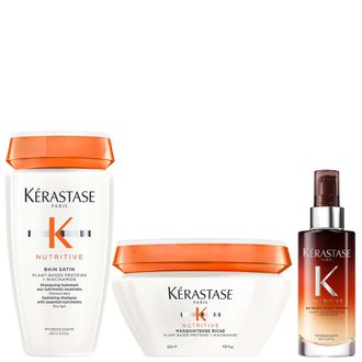 Kerastase Womens K&eacute;rastase Nutritive Trio - Bain Satin 250ml, Masquintense Riche 200ml & 8H Magic Night Serum 90ml for Very Dry Medium-Thick Hair - One Size