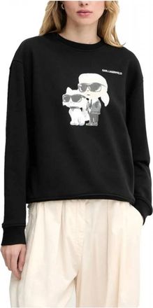 Karl Lagerfeld Ikon Duo Aquarelle Sweatshirt - Dames - Sweatshirts - Zwart - M - Katoen - Hoodies & sweatvesten