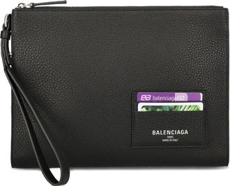 Balenciaga Leren buidel met polsband en rits - Zwart