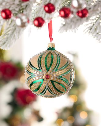 Neiman Marcus Emerald Essence Glass Christmas Ornament