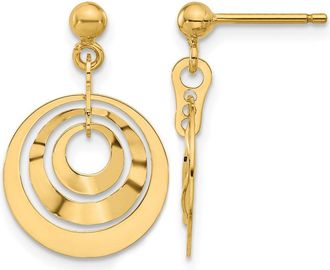 Diamond2Deal 14K Yellow Gold Circles Drop Dangle Earrings