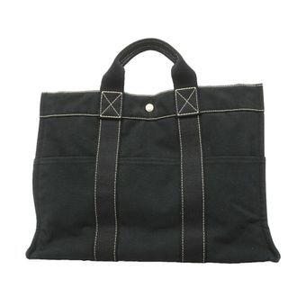 Herm&egrave;s Black Canvas Tote Bag (Pre-Owned)