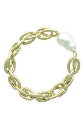 Olivia Welles Bridget Faux Pearl Stretch Bracelet in Gold /White at Nordstrom Rack