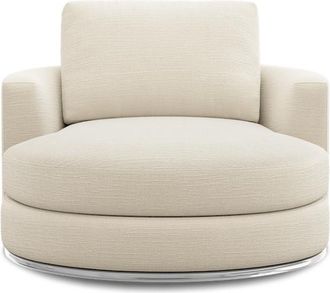 Castlery Hamilton Swivel Armchair 39.4 Customized, (Washed Chenille) Cream, Machine Washable 360-&deg; Swivel for Castlery Chairs, Ergonomic, Adjustable