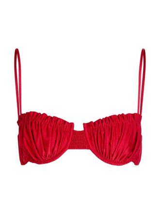 Faithfull The Brand Esterel Ruffled Bikini top - Red - S (UK8-10 / S)