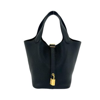 Herm&egrave;s Black Taurillon Clemence Leather Handbag Tote Bag (Pre-Owned)