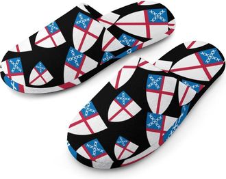 Generic Episcopal Church Flannel Mens Slip-on Slippers Winter Warm House Shoes with Rubber Sole for Home Hotel