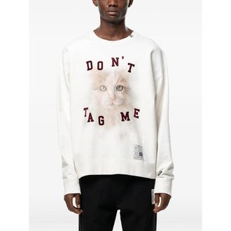 Miharayasuhiro Cat Print Graphic Sweatshirt - White