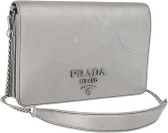 Prada Pre-owned Vintage Schoudertas - Dames - Vintage Schoudertas - Grijs - ONE Size - Leer - Vintage