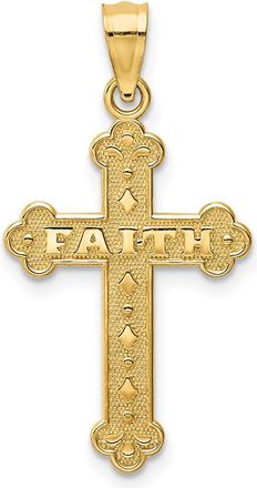 Diamond2Deal 14k Yellow Gold Satin Polished Faith Cross Pendant