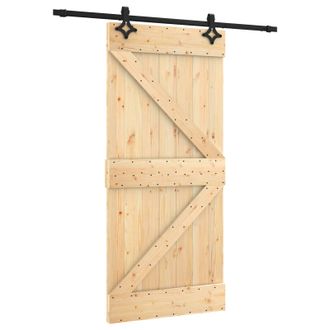 vidaXL Puerta Corredera Natural Y Negro 95 X 210 Cm Vidaxl