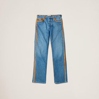 Miu Miu Denim And Leather Jeans