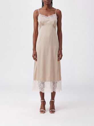 Simone Rocha Abito midi sottoveste in raso con dettagli in pizzo ricamato