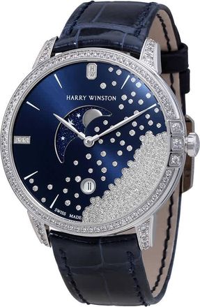 Harry Winston Midnight Diamond Drops Blue Dial 18K White Gold Watch MIDQMP39WW004