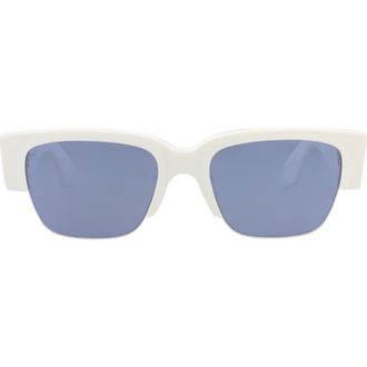 Alexander McQueen 54mm Half Rim Sunglasses in White White Blue at Nordstrom Rack