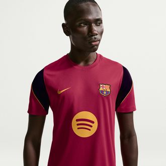 Nike FC Barcelona Strike Nike Mens Soccer Dri-FIT Short-Sleeve Top in Red | II2254-621