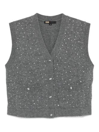 Maje Button Embellished Polo Top - Grey