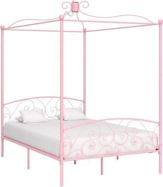 vidaXL Vidaxl - Letto a Baldacchino Rosa in Metallo 120x200 cm