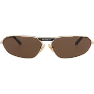 Balenciaga 64mm Rectangle Sunglasses in Gold Gold Brown at Nordstrom Rack