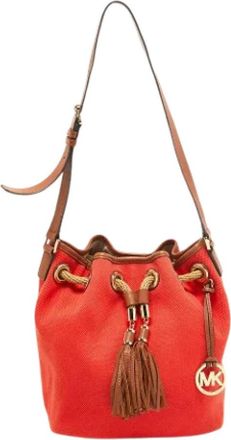 Michael Kors Tweedehands leren schoudertassen - Dames - Vintage Tas - Oranje - ONE Size - Vintage