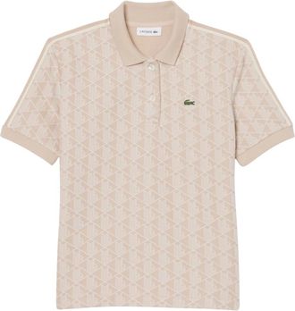 Lacoste Polo Slim FIT IN Jacquard CON Monogramma - Dames - Polos - Beige - L - Tops