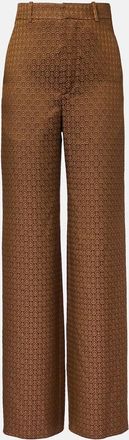 Saint Laurent Pantaloni a gamba larga in jacquard a vita alta