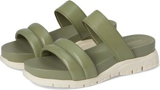 Cole Haan Zerogrand Double Band Slide Sandals Womens Flat Shoes Oil Green/Ivory : 5.5 B - Medium, Leather/Rubber