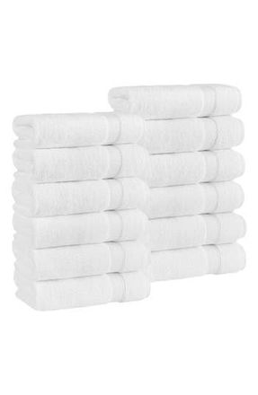 Linum Home Textiles Set of 12 Anovia Turkish Cotton Hand Towels in White at Nordstrom Rack