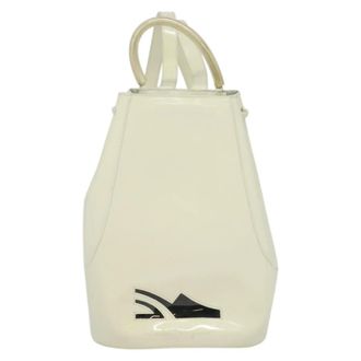 Ferragamo Vintage Gancini Patent Leather White Patent_Leather Backpack Bag (Pre-Owned)