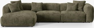 MICADONI Modulares 4-Sitzer Design Ecksofa Martina - Cordbezug Moosgrün