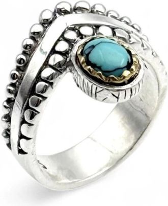 Jalan Jalan 925 Zilver Turkoois Onyx Ring - Dames - Ringen - Grijs - 58 MM - Accessoires