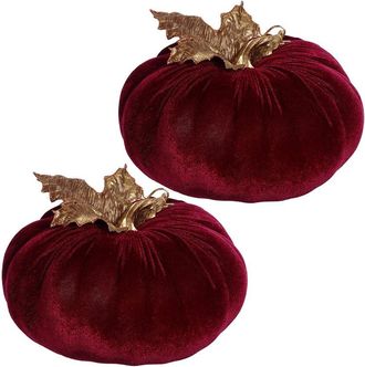 Mark Roberts Handmade Set Of 2 Velvet Pumpkins Small - 8.5 X 6In