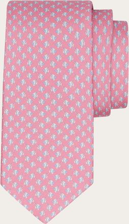 Ferragamo Men Mini fish print silk tie Pink