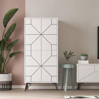 Decortie Dune Tall Four Door Storage Cabinet in White
