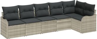 vidaXL Vidaxl - Garden Sofa Set with Cushion 6 pcs Light grey Poly rattan